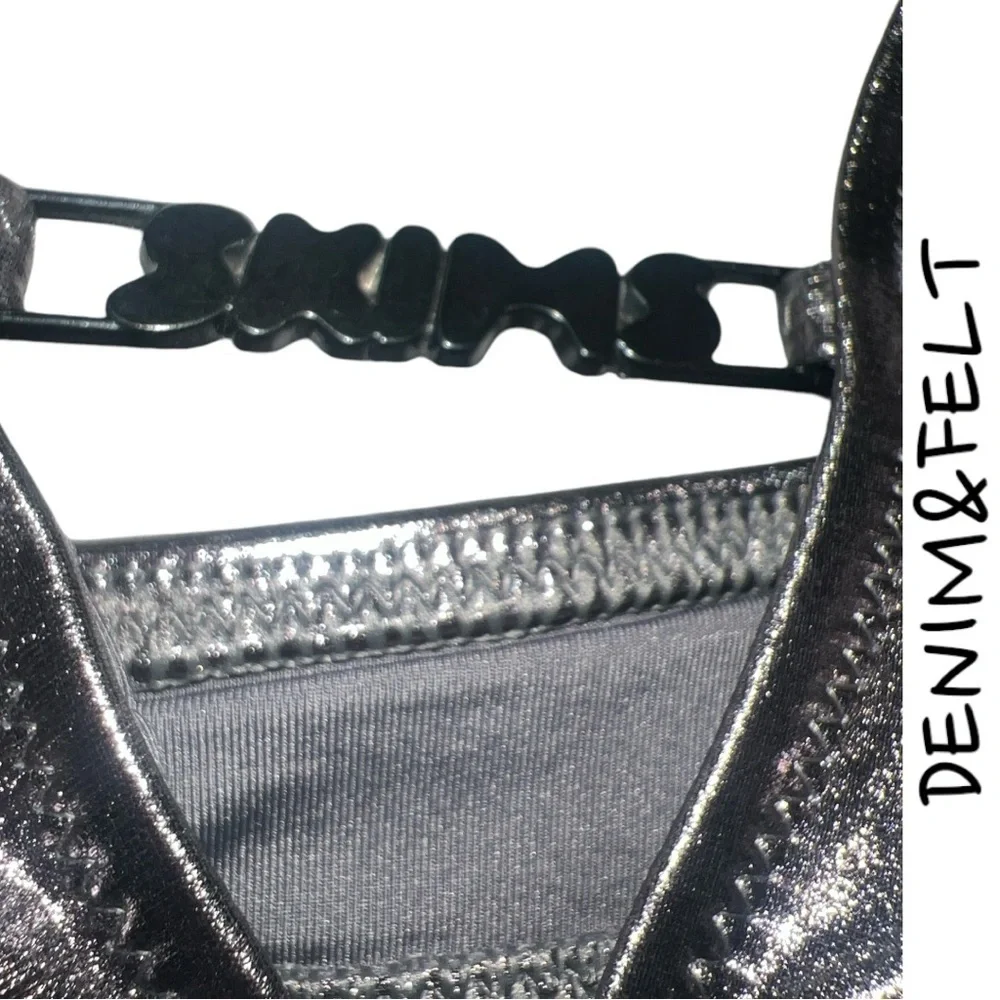 SKIMS METALLIC SWIM HALTER MONOKINI |STYLE: OP-CKY-2807 | COLOR:CARBON | NEW/NET